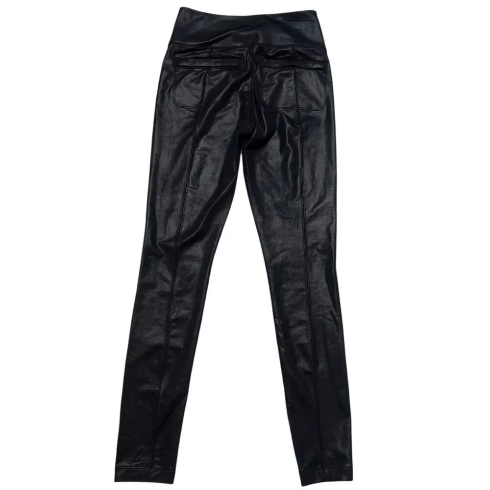 Athleta Delancey Gleam Tight Womens Size XS Black Faux Leather Look - Picture 4 of 4